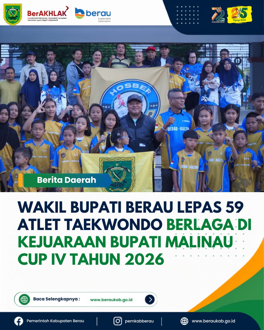 Wakil Bupati Berau Lepas 59 Atlet Taekwondo Berlaga di Kejuaraan Bupati Malinau Cup IV Tahun 2026