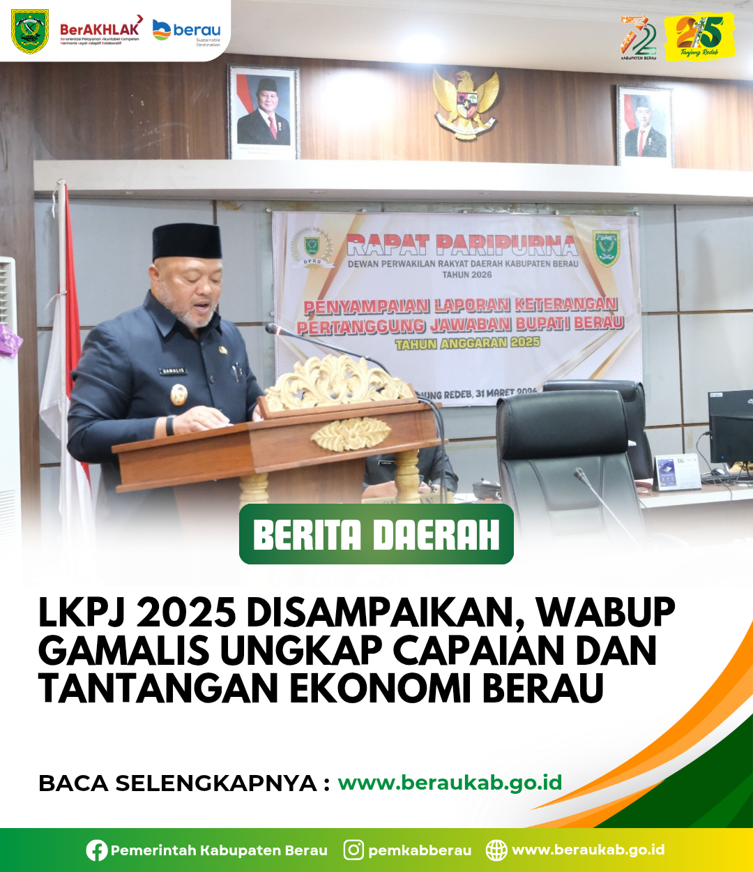 LKPJ 2025 Disampaikan, Wabup Gamalis Ungkap Capaian dan Tantangan Ekonomi Berau