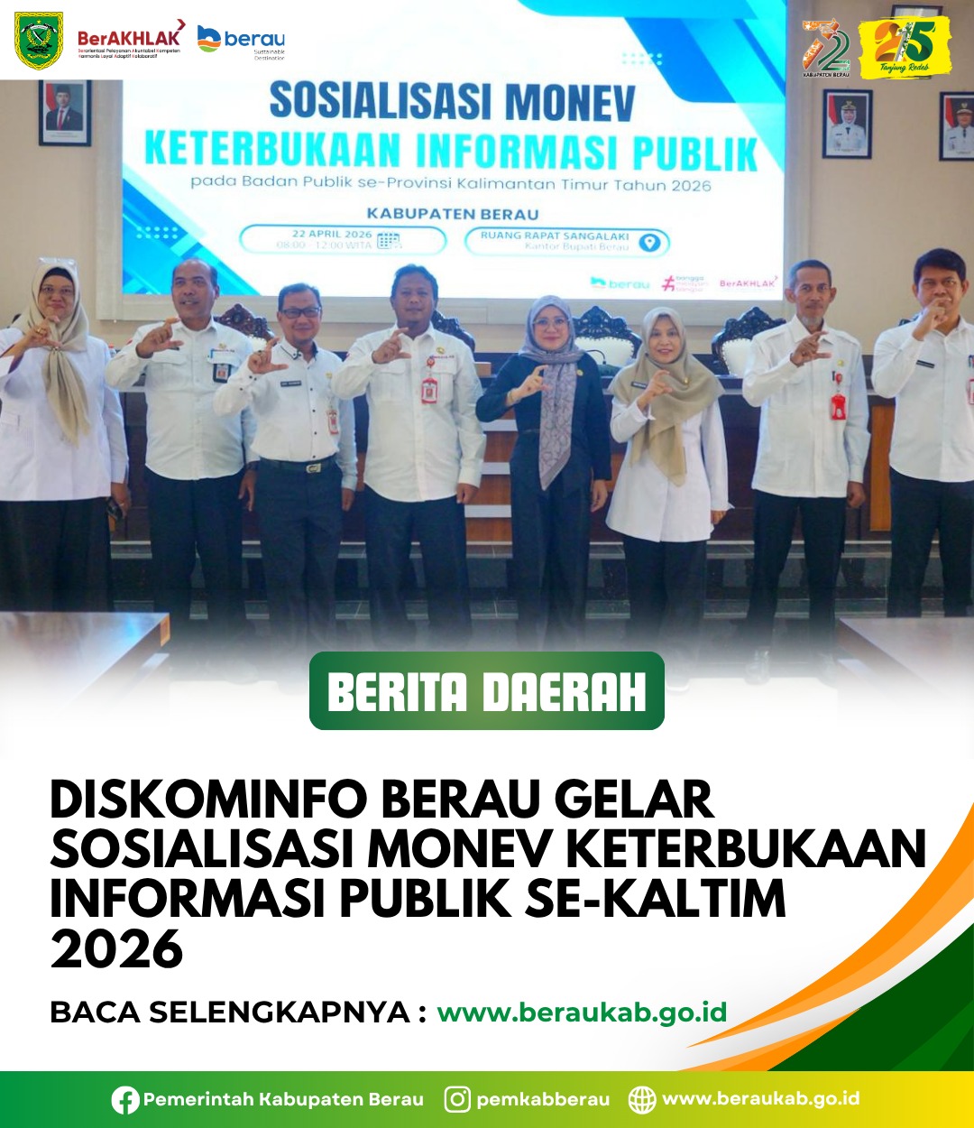 Diskominfo Berau Gelar Sosialisasi Monev Keterbukaan Informasi Publik Se-Kaltim 2026.