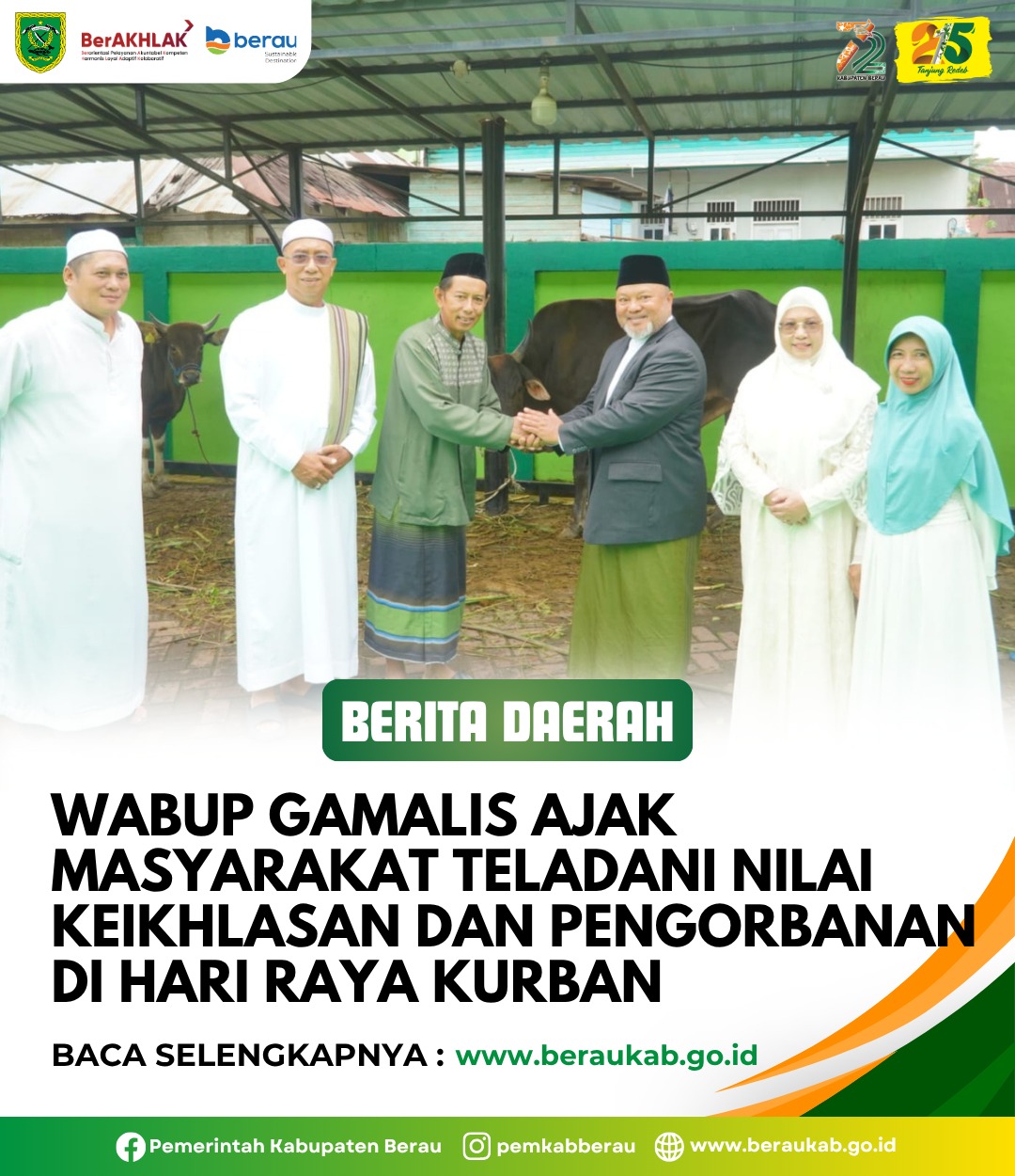 Wabup Gamalis Ajak Masyarakat Teladani Nilai Keikhlasan dan Pengorbanan di Hari Raya Kurban.