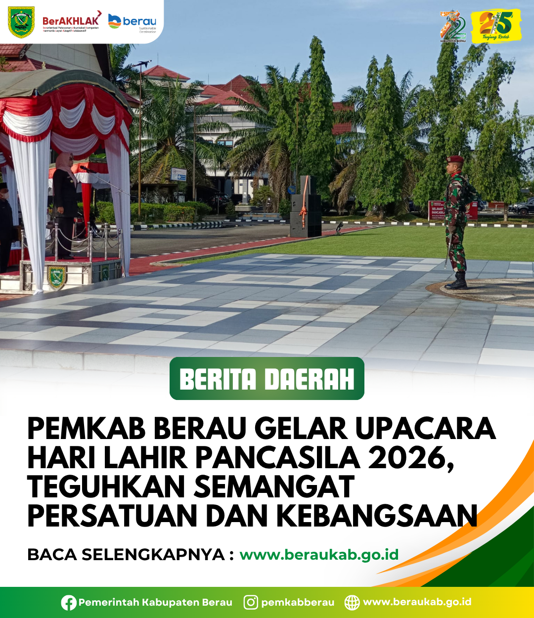 Pemkab Berau Gelar Upacara Hari Lahir Pancasila 2026, Teguhkan Semangat Persatuan Dan Kebangsaan