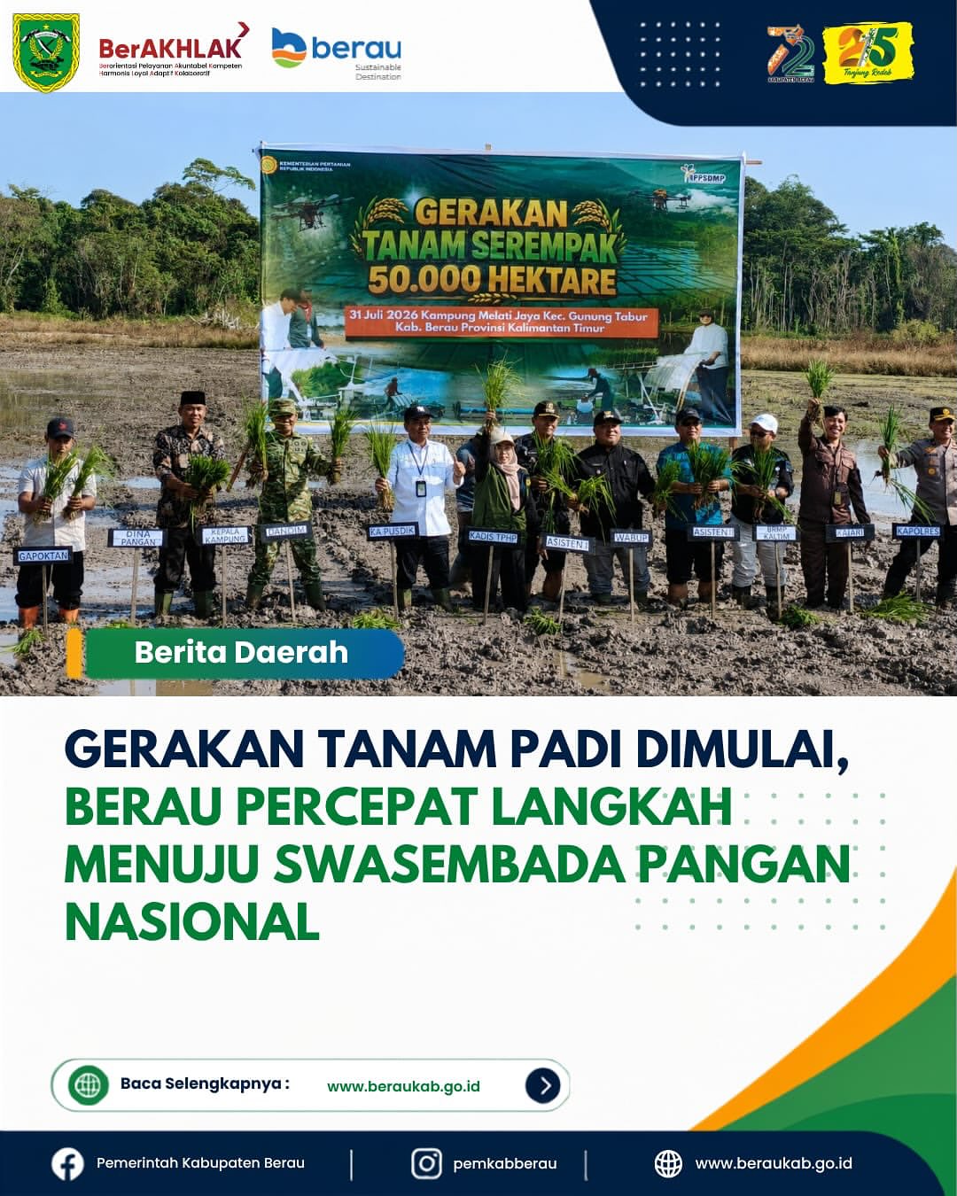 Gerakan Tanam Padi Dimulai, Berau Percepat Langkah Menuju Swasembada Pangan Nasional