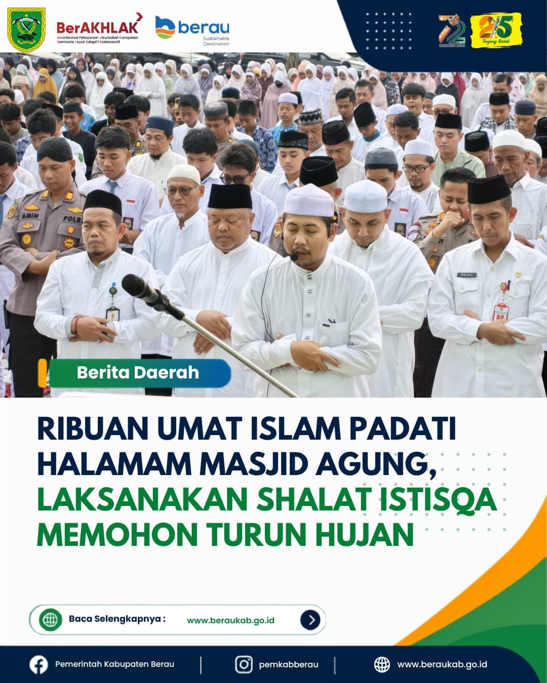 Ribuan Umat Islam Padati Halamam Masjid Agung, Laksanakan Shalat Istisqa Memohon Turun Hujan
