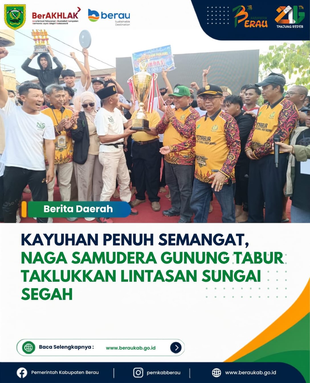 Kayuhan Penuh Semangat, Naga Samudera Gunung Tabur Taklukkan Lintasan Sungai Segah.