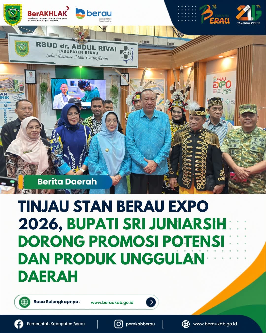 Tinjau Stan Berau Expo 2026, Bupati Sri Juniarsih Dorong Promosi Potensi dan Produk Unggulan Daerah.